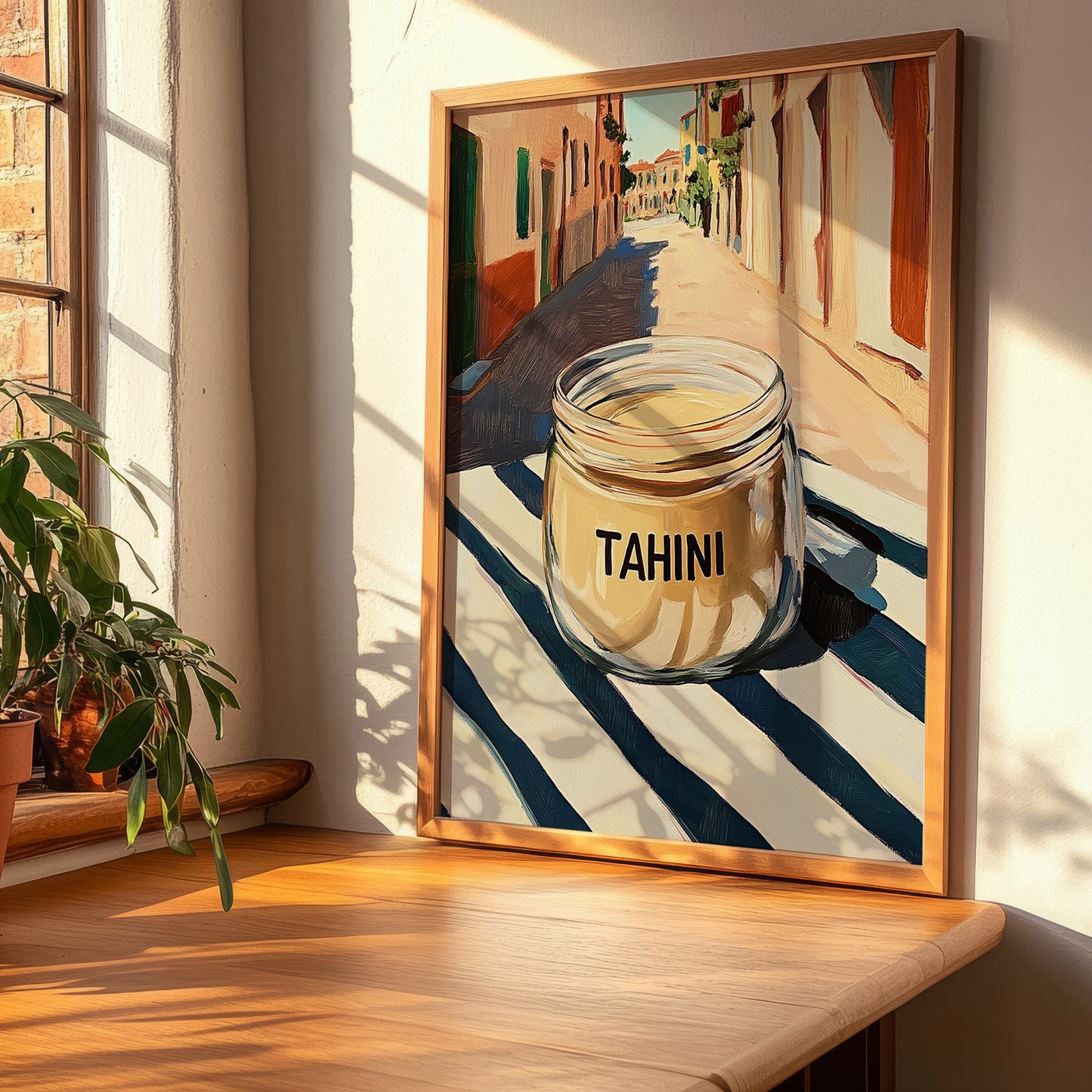 Tahini – Italian Street Café Scene, Kitchen Storage Wall Art, clean layout with no caption