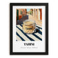 Tahini – Italian Street Café Scene, Kitchen Storage Wall Art, in sleek black frame
