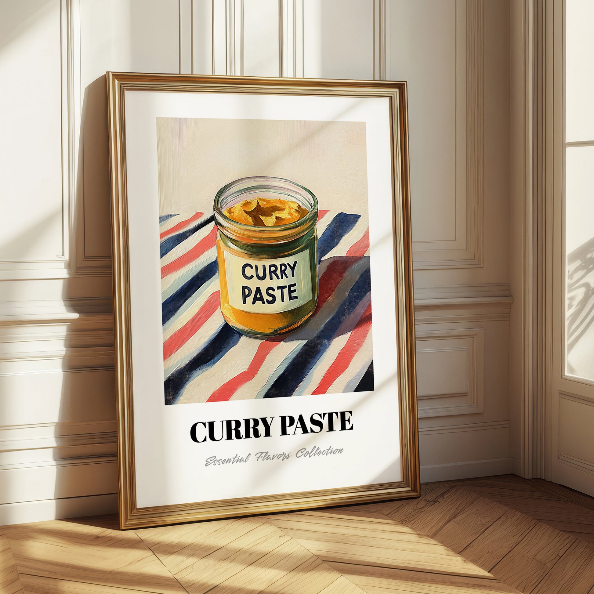 Curry Paste – on Striped Tablecloth, Pantry Illustration