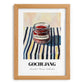 Gochujang – on Striped Tablecloth, Pantry Wall Art, set in oak frame