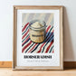 Horseradish – on Striped Tablecloth, Kitchen Storage Wall Decor, in wooden frame leaning on the floor
