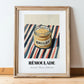 Remoulade – on Striped Tablecloth, Shelf Stock Painting, in wooden frame leaning on the floor