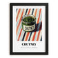 Chutney – on Striped Tablecloth, Dry Goods Still Life, in sleek black frame