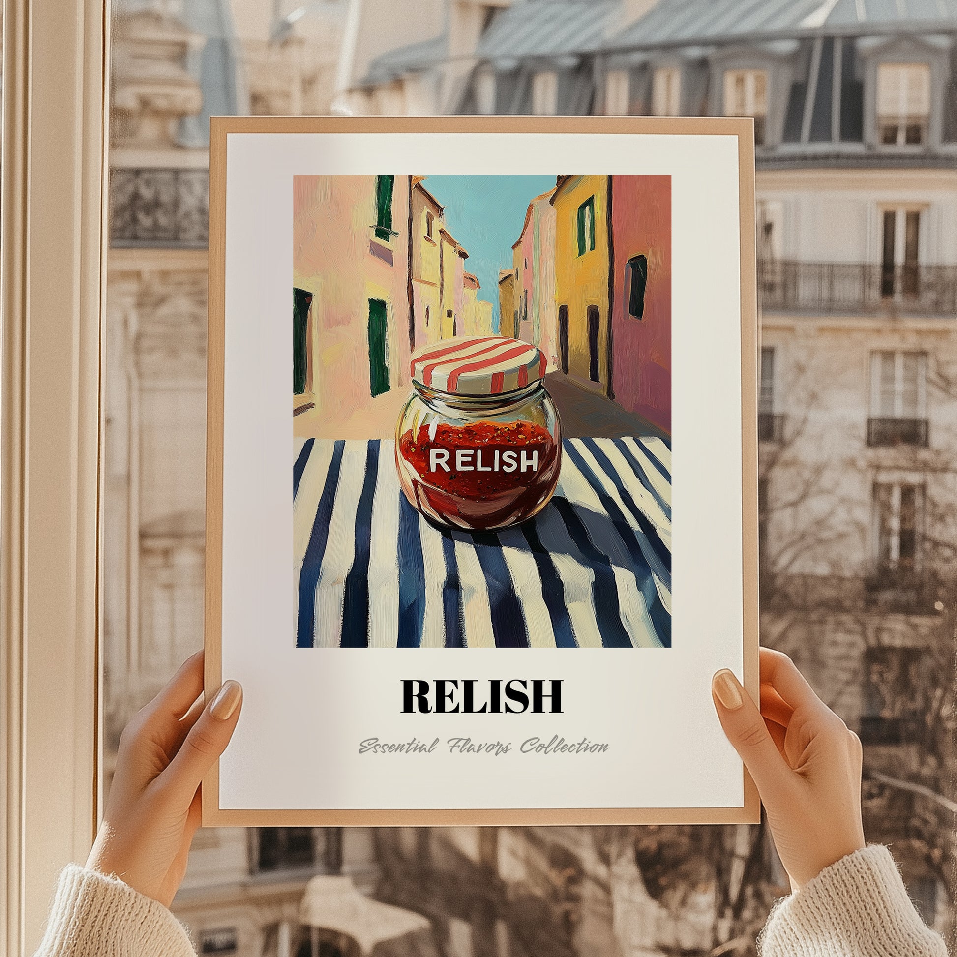 Relish – Italian Outdoor Café Scene, Grocery Still Life, styled in a charming Paris street view
