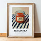 Red Lentils – on Striped Tablecloth, Pantry Painting, in wooden frame leaning on the floor