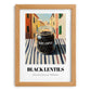 Black Lentils – Italian Street Café Scene, Food Shelf Painting, set in oak frame