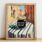 Black Beans – Italian Outdoor Café Scene, Grocery Illustration, no-text version framed in wood