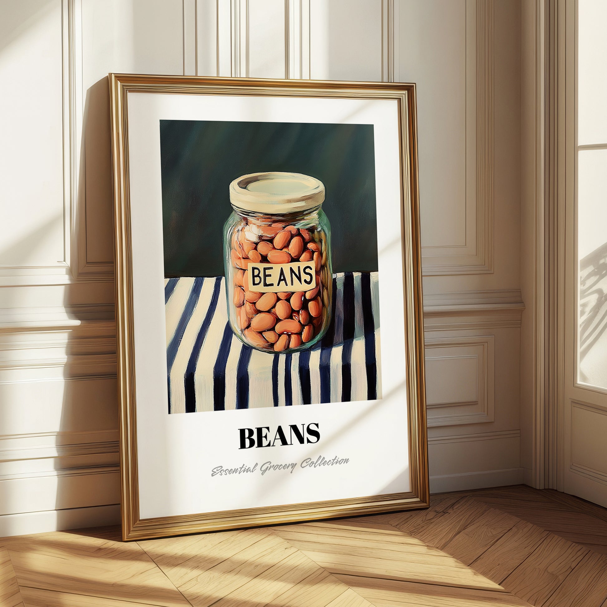 Beans – on Striped Tablecloth, Ingredients Corner Wall Decor