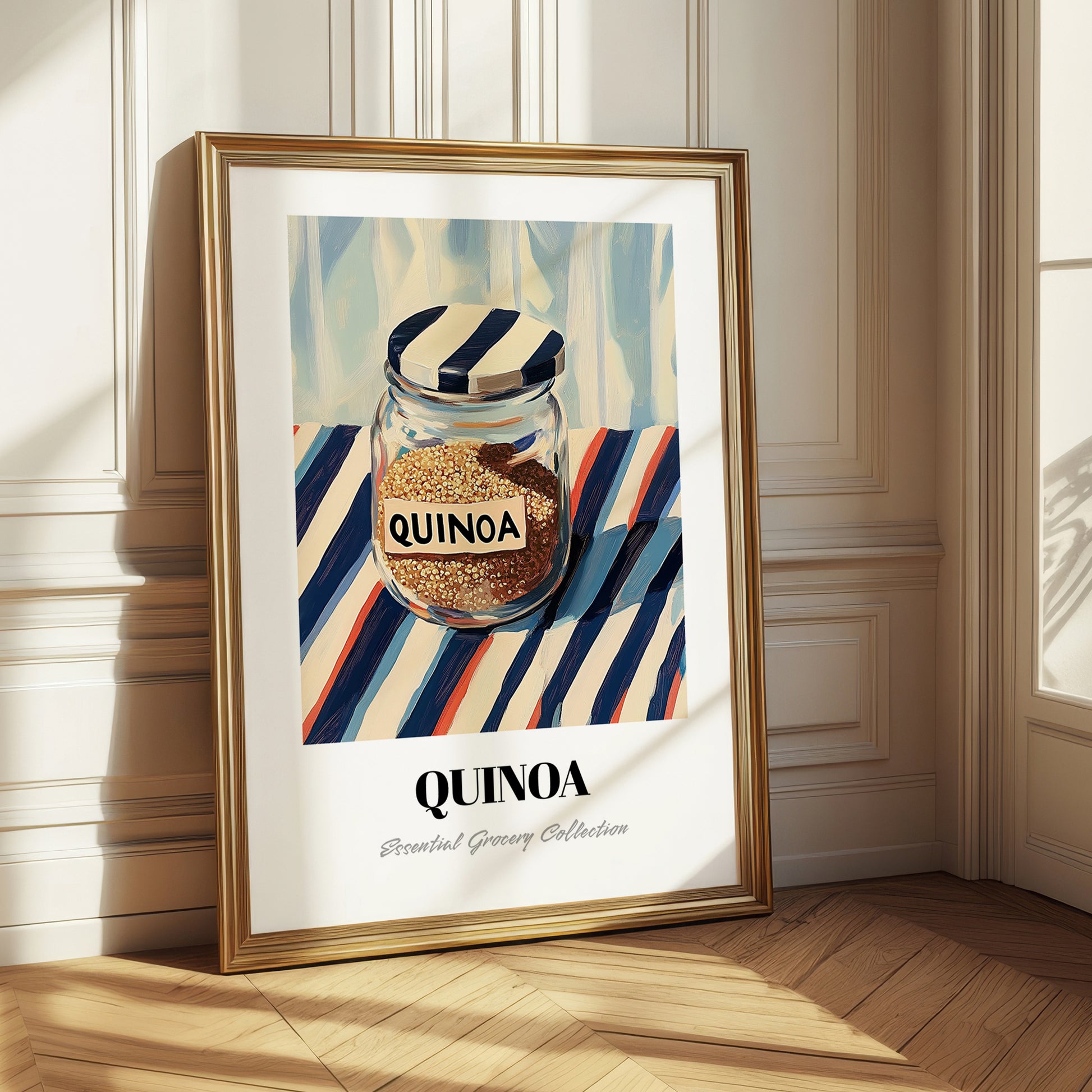 Quinoa – on Striped Tablecloth, Larder Still Life