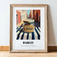 Barley – Italian Outdoor Café Scene, Ingredients Corner Still Life, in wooden frame leaning on the floor