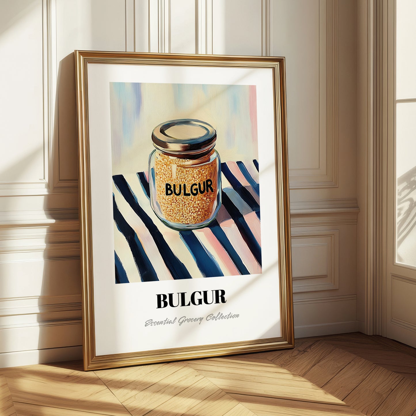 Bulgur – on Striped Tablecloth, Larder Wall Decor