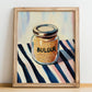 Bulgur – on Striped Tablecloth, Larder Wall Decor, no-text version framed in wood
