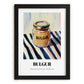 Bulgur – on Striped Tablecloth, Larder Wall Decor, in sleek black frame