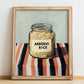 Arborio Rice – on Striped Tablecloth, Grocery Still Life, no-text version framed in wood