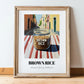 Brown Rice – Italian Urban Café Scene, Kitchen Storage Illustration, in wooden frame leaning on the floor