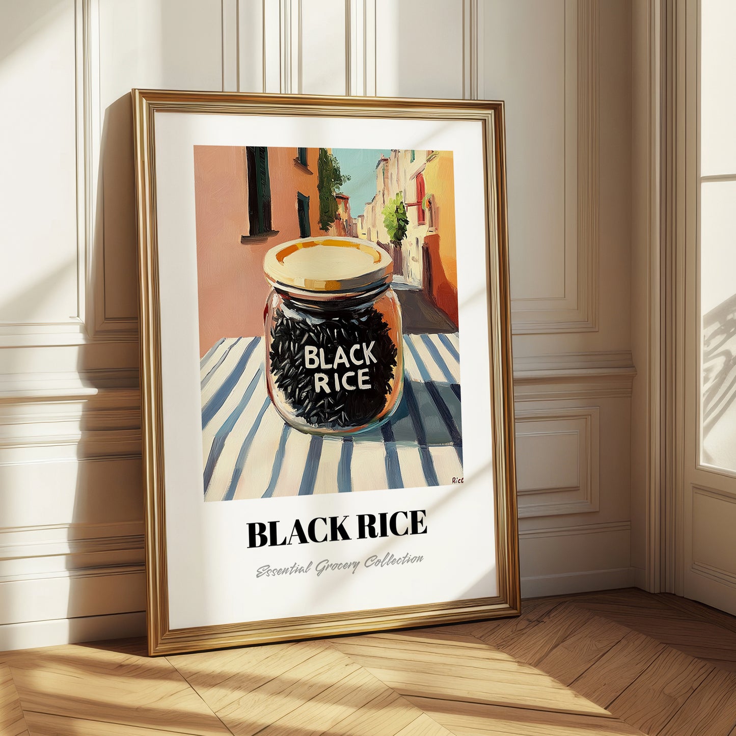 Black Rice – Italian Street Café Scene, Dry Goods Wall Art