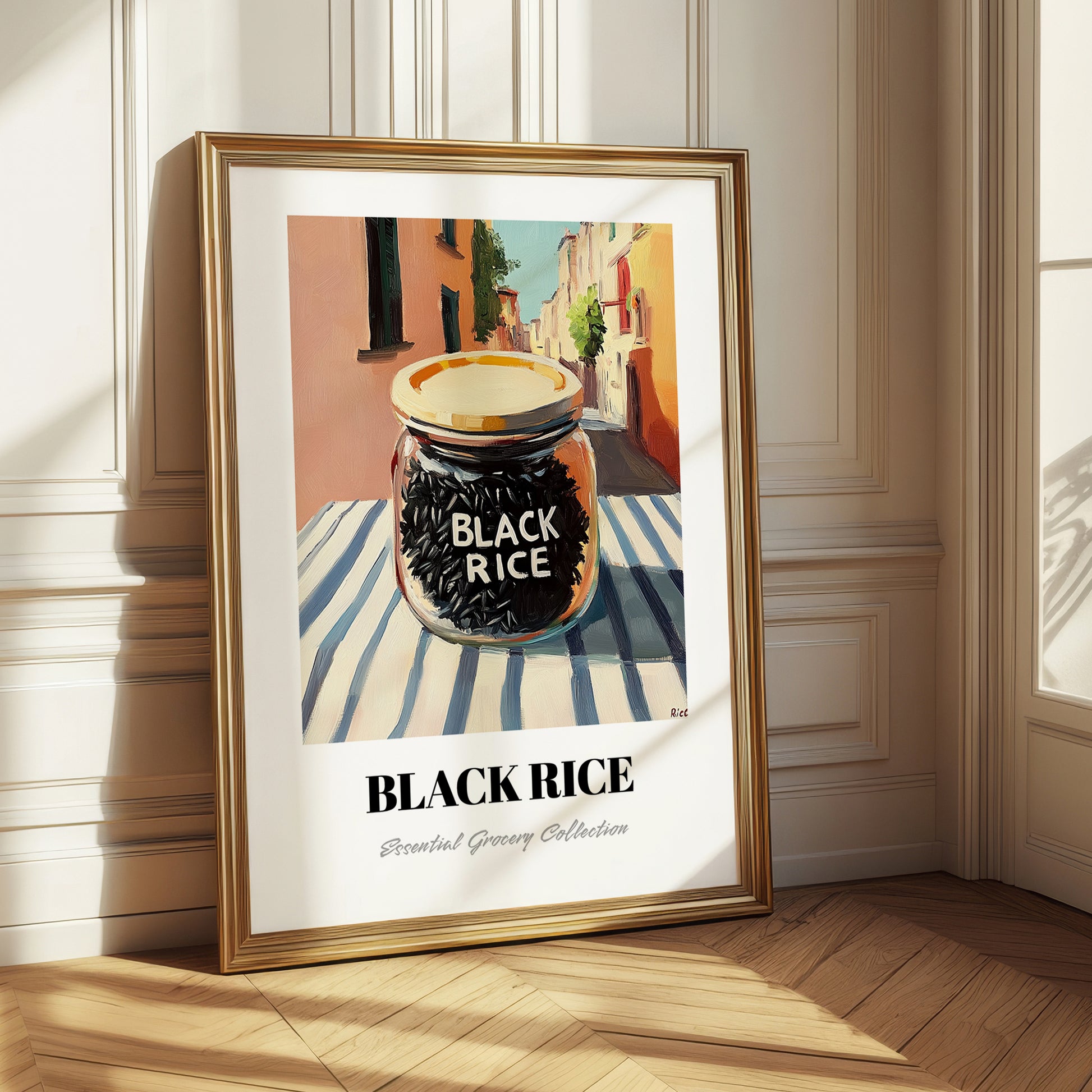 Black Rice – Italian Street Café Scene, Dry Goods Wall Art