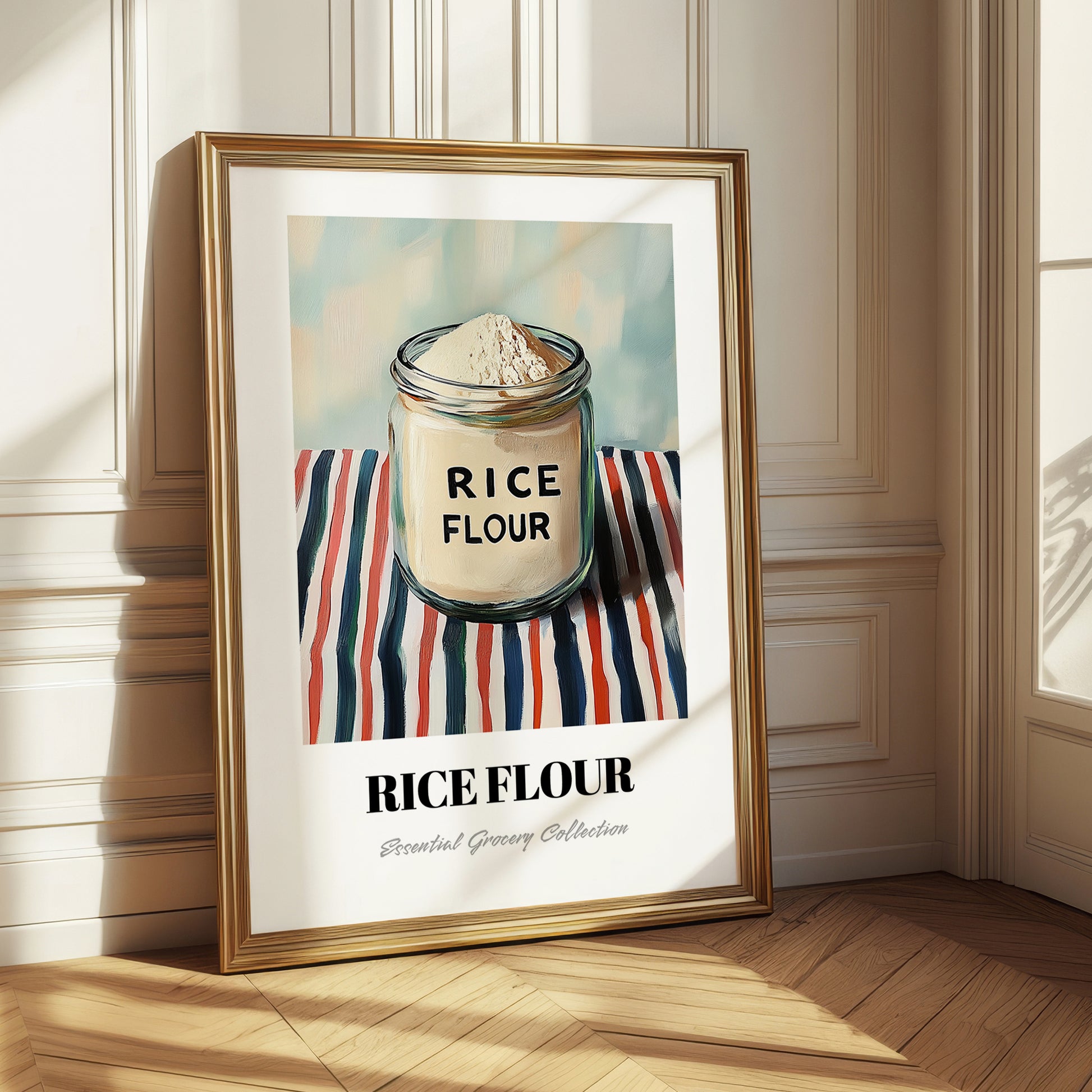 Rice Flour – on Striped Tablecloth, Dough Still Life