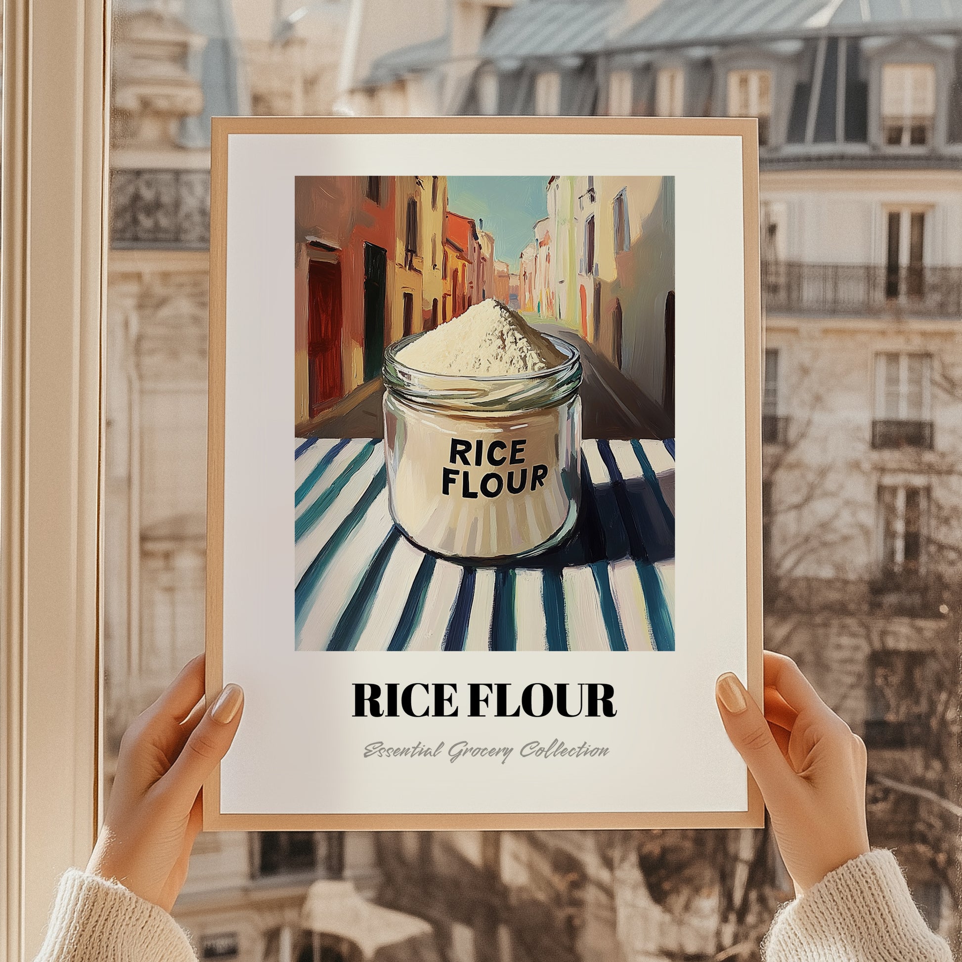 Rice Flour – Italian Outdoor Café Scene, Dough Poster, styled in a charming Paris street view