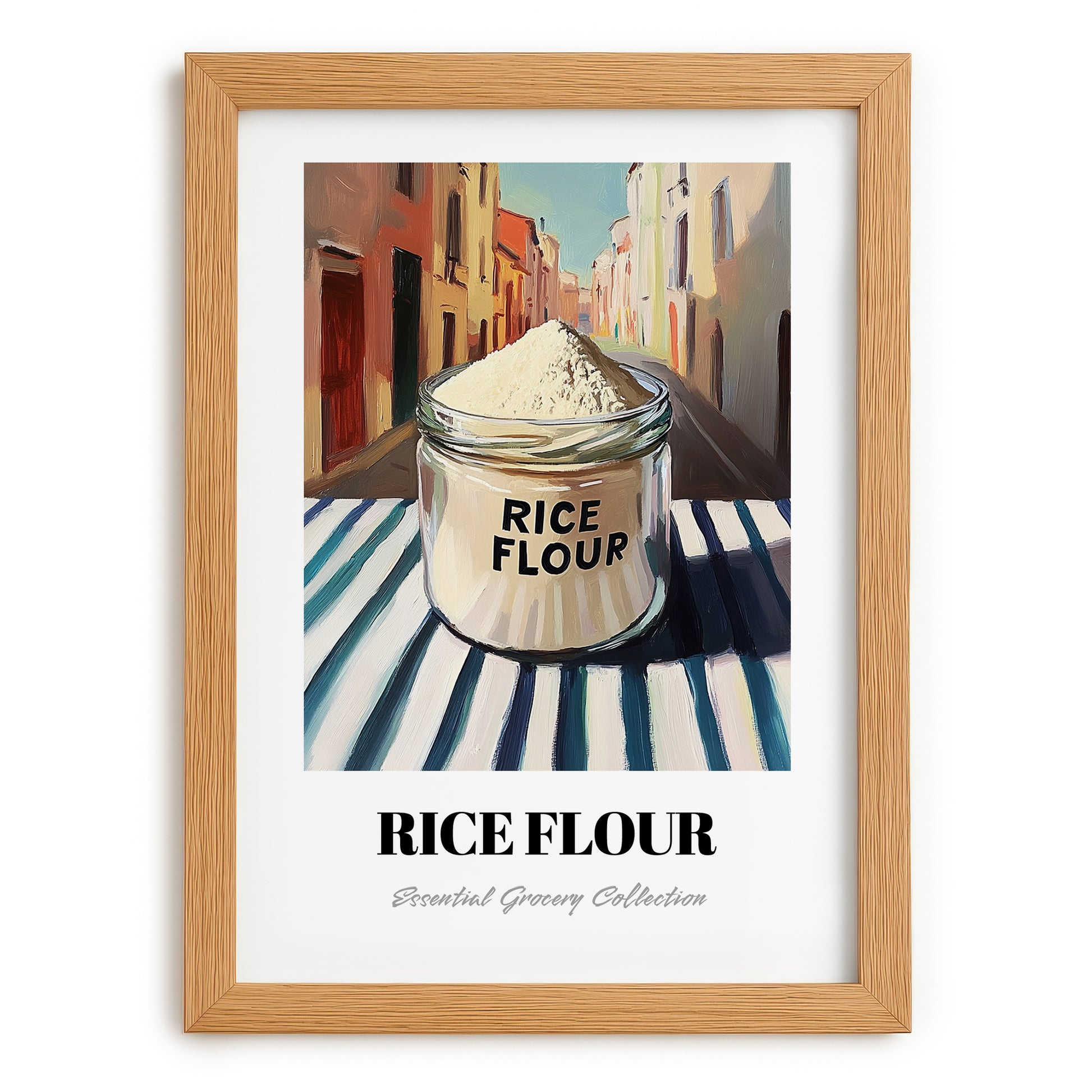 Rice Flour – Italian Outdoor Café Scene, Dough Poster, set in oak frame