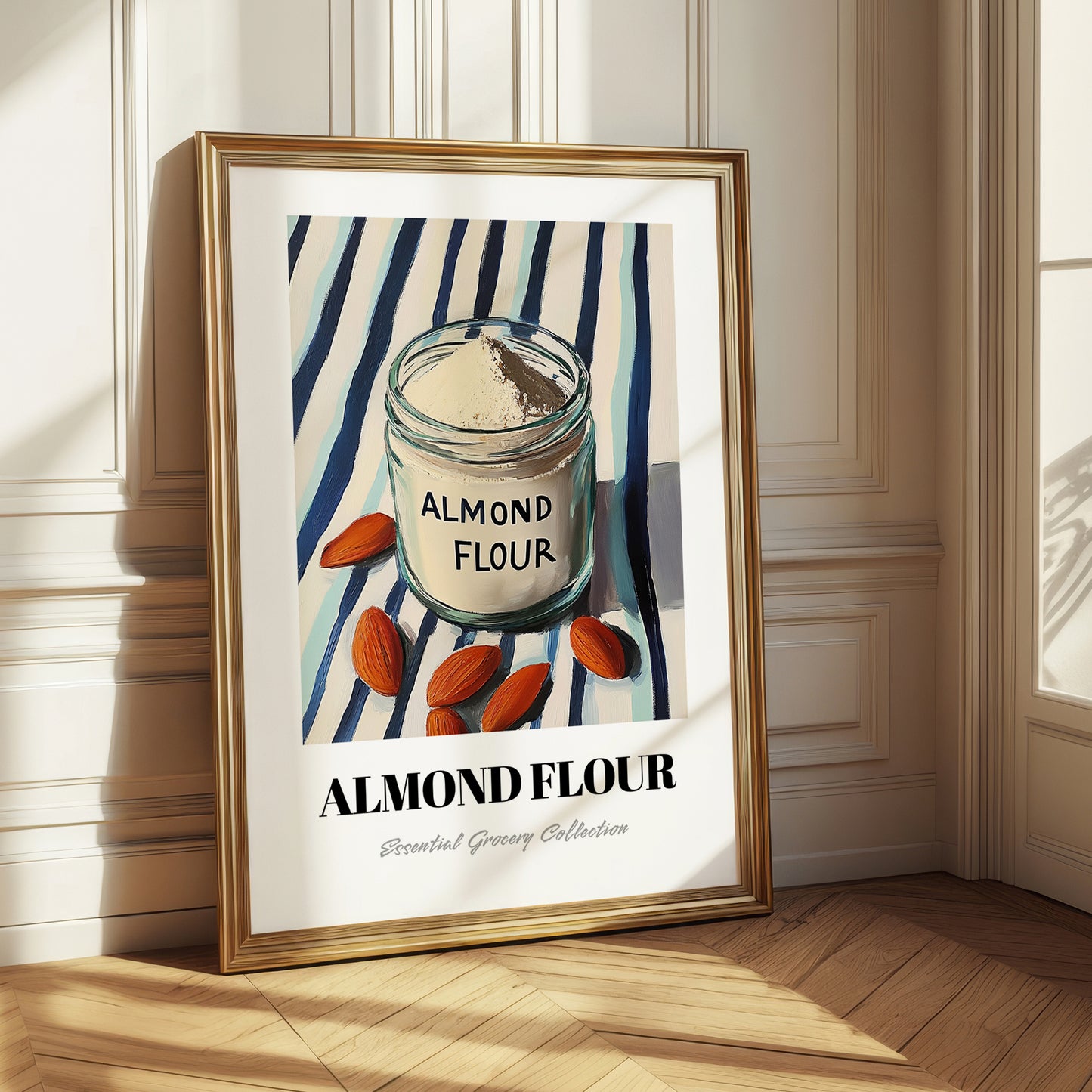 Almond Flour – on Striped Tablecloth, Dough Still Life
