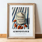 Almond Flour – on Striped Tablecloth, Dough Still Life, in wooden frame leaning on the floor