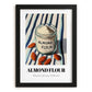 Almond Flour – on Striped Tablecloth, Dough Still Life, in sleek black frame