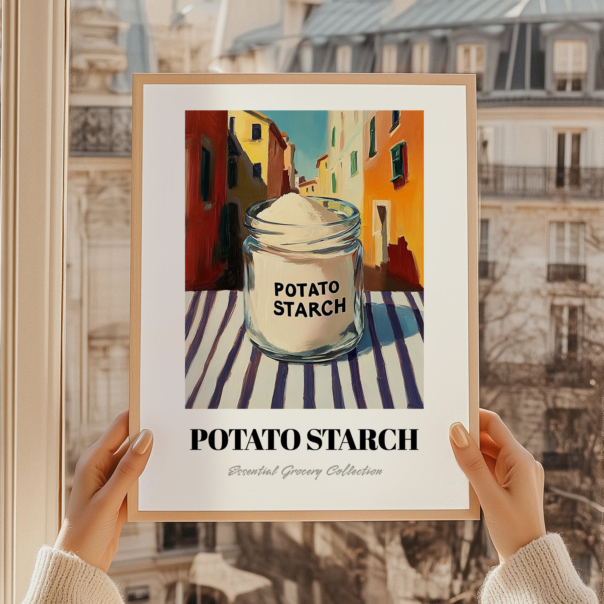 Potato Starch – Italian Street Café Scene, Sweetener Print, styled in a charming Paris street view