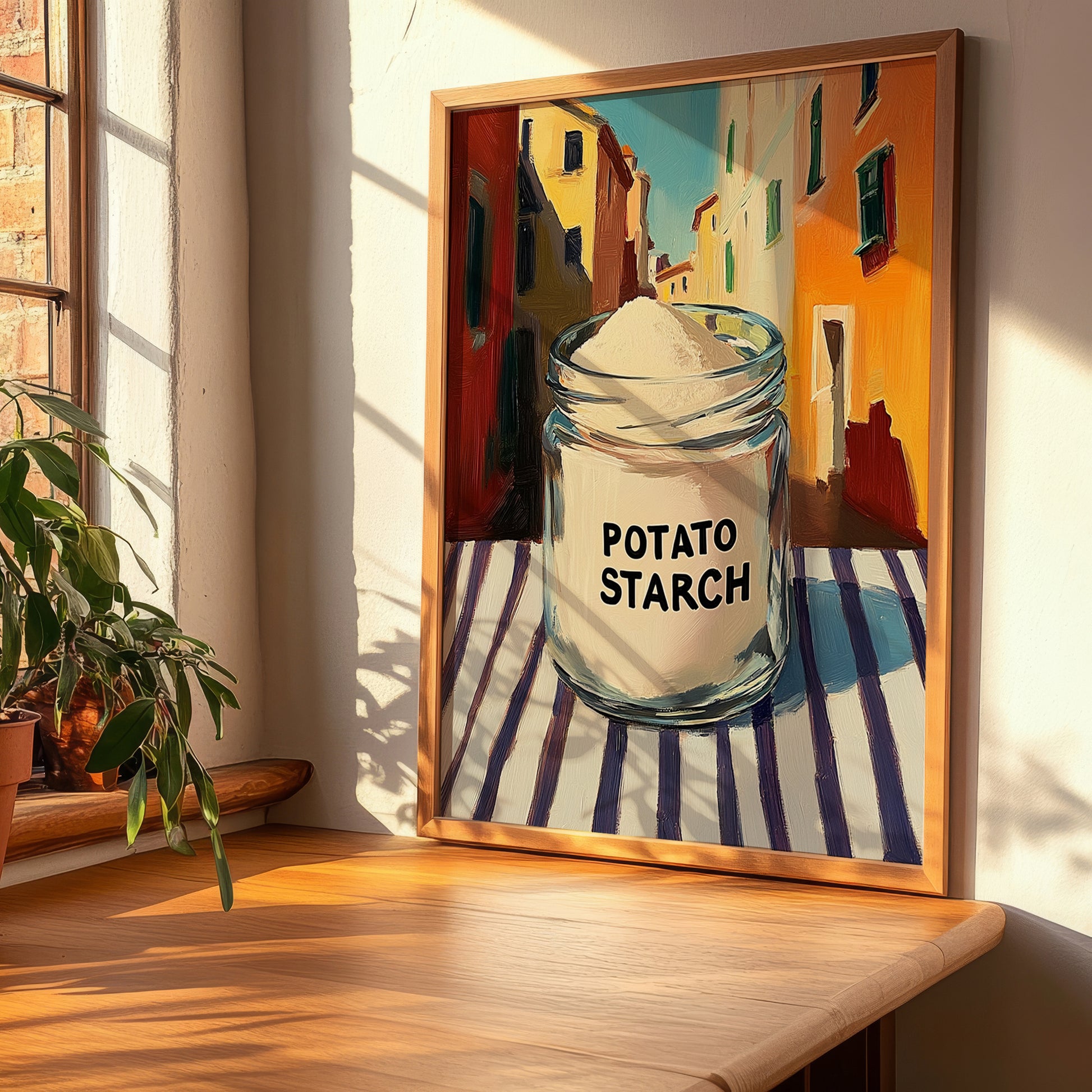 Potato Starch – Italian Street Café Scene, Sweetener Print, clean layout with no caption
