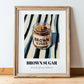 Brown Sugar – on Striped Tablecloth, Sweetener Painting, in wooden frame leaning on the floor