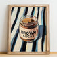 Brown Sugar – on Striped Tablecloth, Sweetener Painting, no-text version framed in wood