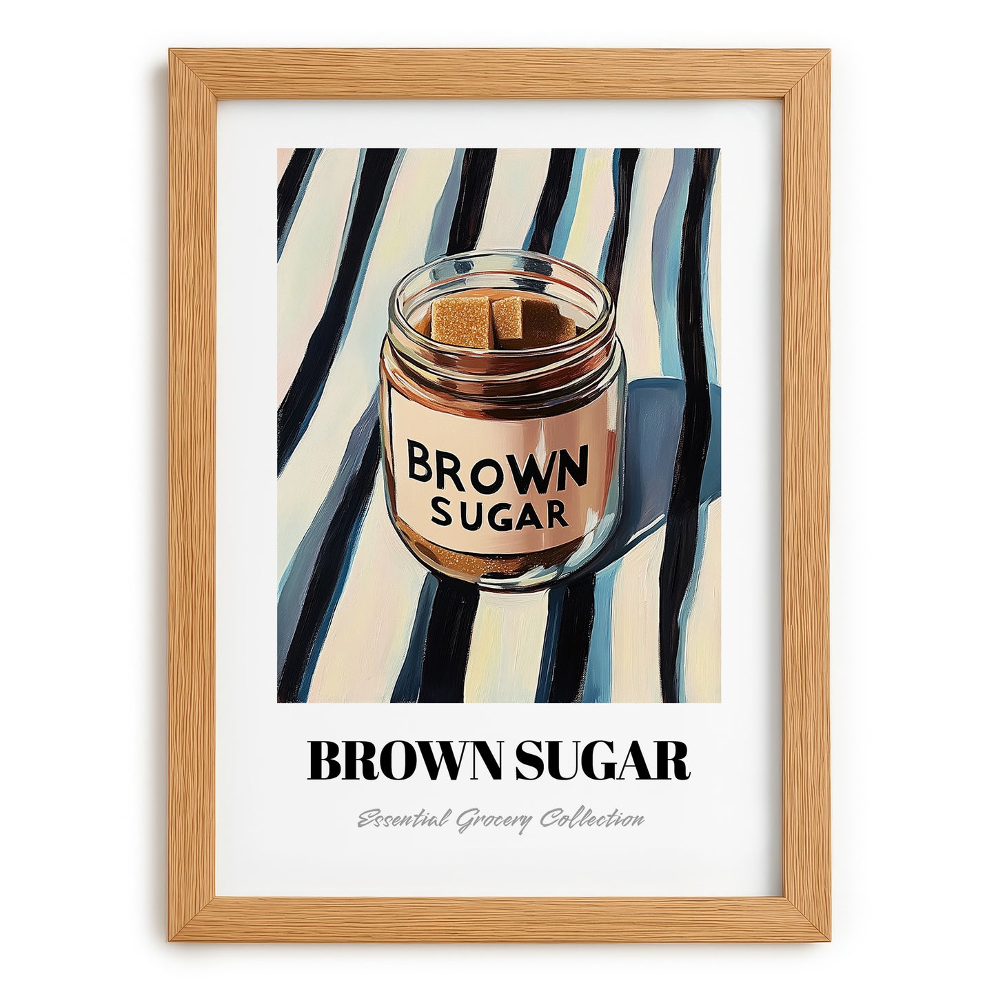 Brown Sugar – on Striped Tablecloth, Sweetener Painting, set in oak frame