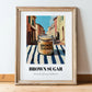 Brown Sugar – Italian Café on the Corner, Sweetener Wall Decor, in wooden frame leaning on the floor