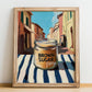 Brown Sugar – Italian Café on the Corner, Sweetener Wall Decor, no-text version framed in wood