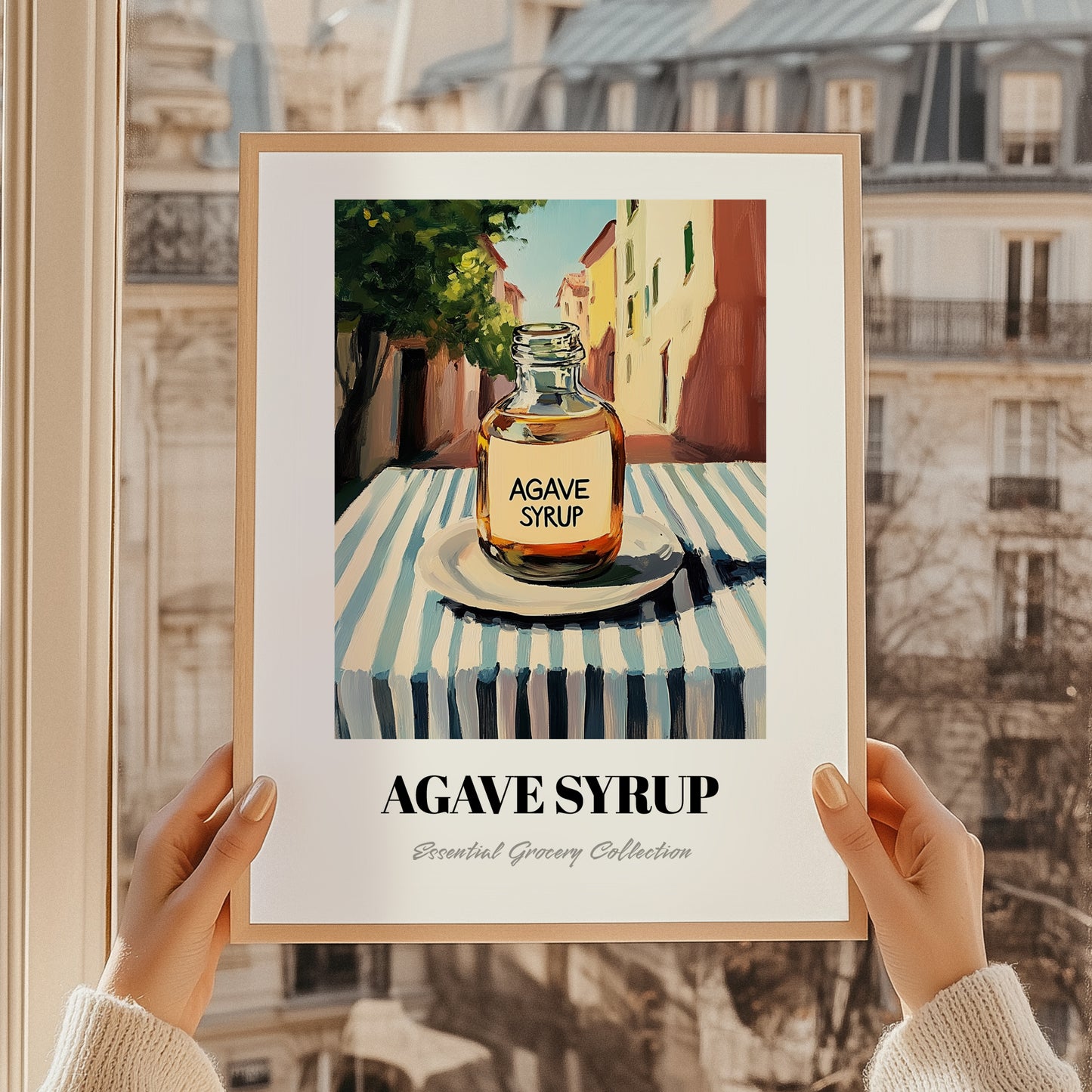 Agave Syrup – Italian Street Café Scene, Sweetener Wall Decor, styled in a charming Paris street view