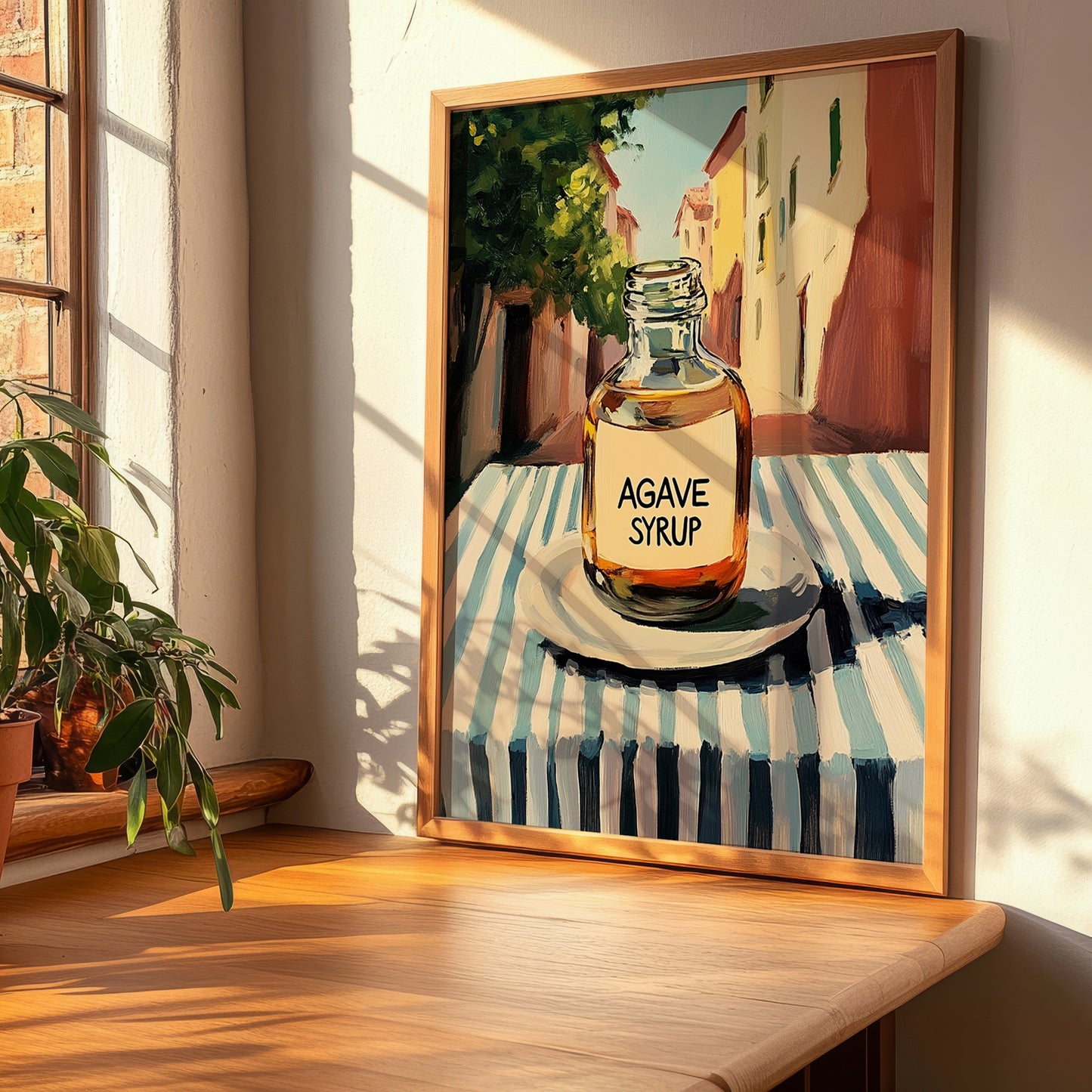 Agave Syrup – Italian Street Café Scene, Sweetener Wall Decor, clean layout with no caption