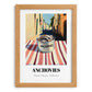 Anchovies – Italian Street Café Scene, Canned Food Print, set in oak frame