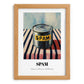 Spam – on Striped Tablecloth, Canned Food Painting, set in oak frame