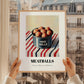 Meatballs – on Striped Tablecloth, Canned Food Poster, styled in a charming Paris street view
