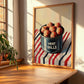 Meatballs – on Striped Tablecloth, Canned Food Poster, clean layout with no caption
