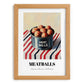 Meatballs – on Striped Tablecloth, Canned Food Poster, set in oak frame