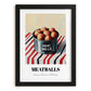 Meatballs – on Striped Tablecloth, Canned Food Poster, in sleek black frame