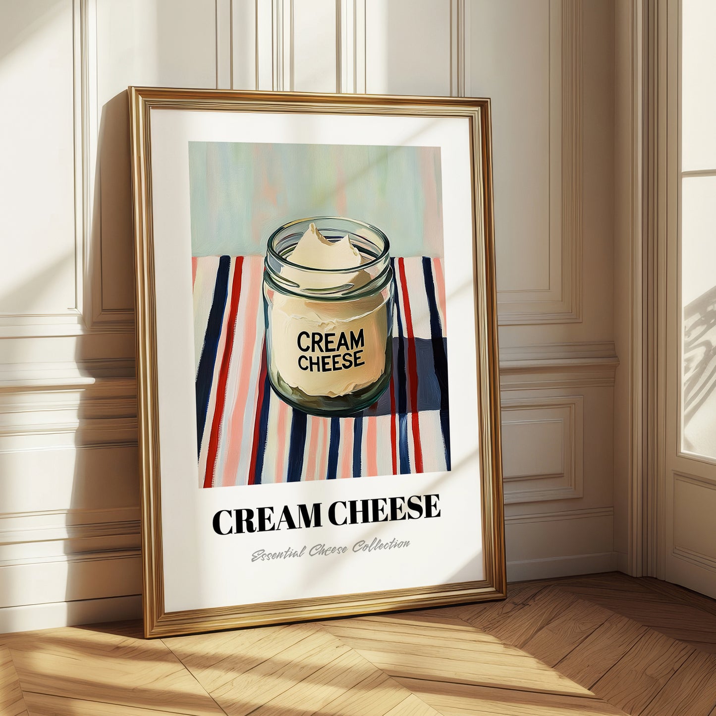 Cream – on Striped Tablecloth, Cheese Print
