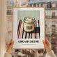 Cream – on Striped Tablecloth, Cheese Print, styled in a charming Paris street view