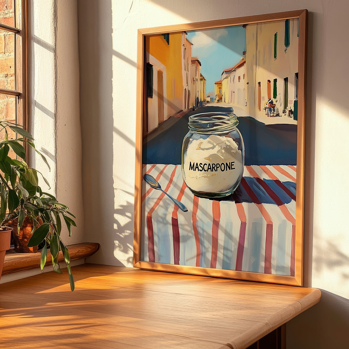 Mascarpone – Italian Outdoor Café Scene, Cheese Poster, clean layout with no caption