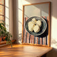 Mozzarella – on Striped Tablecloth, Cheese Wall Decor, clean layout with no caption