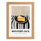 Monterey Jack – on Striped Tablecloth, Cheese Wall Art, set in oak frame