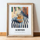 Almonds – Italian Café on the Corner, Nuts Wall Decor, in wooden frame leaning on the floor