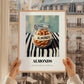 Almonds – on Striped Tablecloth, Nuts Illustration, styled in a charming Paris street view