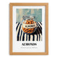 Almonds – on Striped Tablecloth, Nuts Illustration, set in oak frame